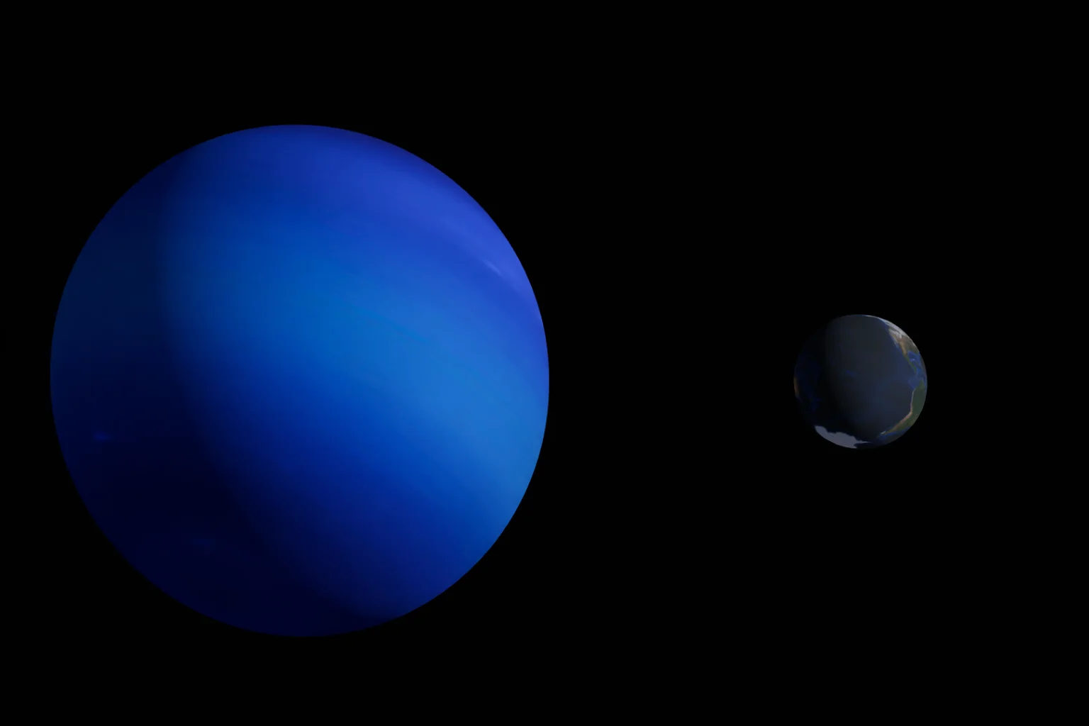 Earth and Neptune Size Comparison