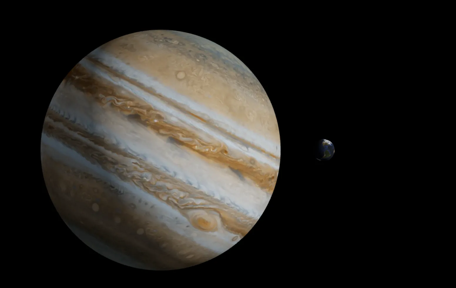 Jupiter and Earth Size Comparison
