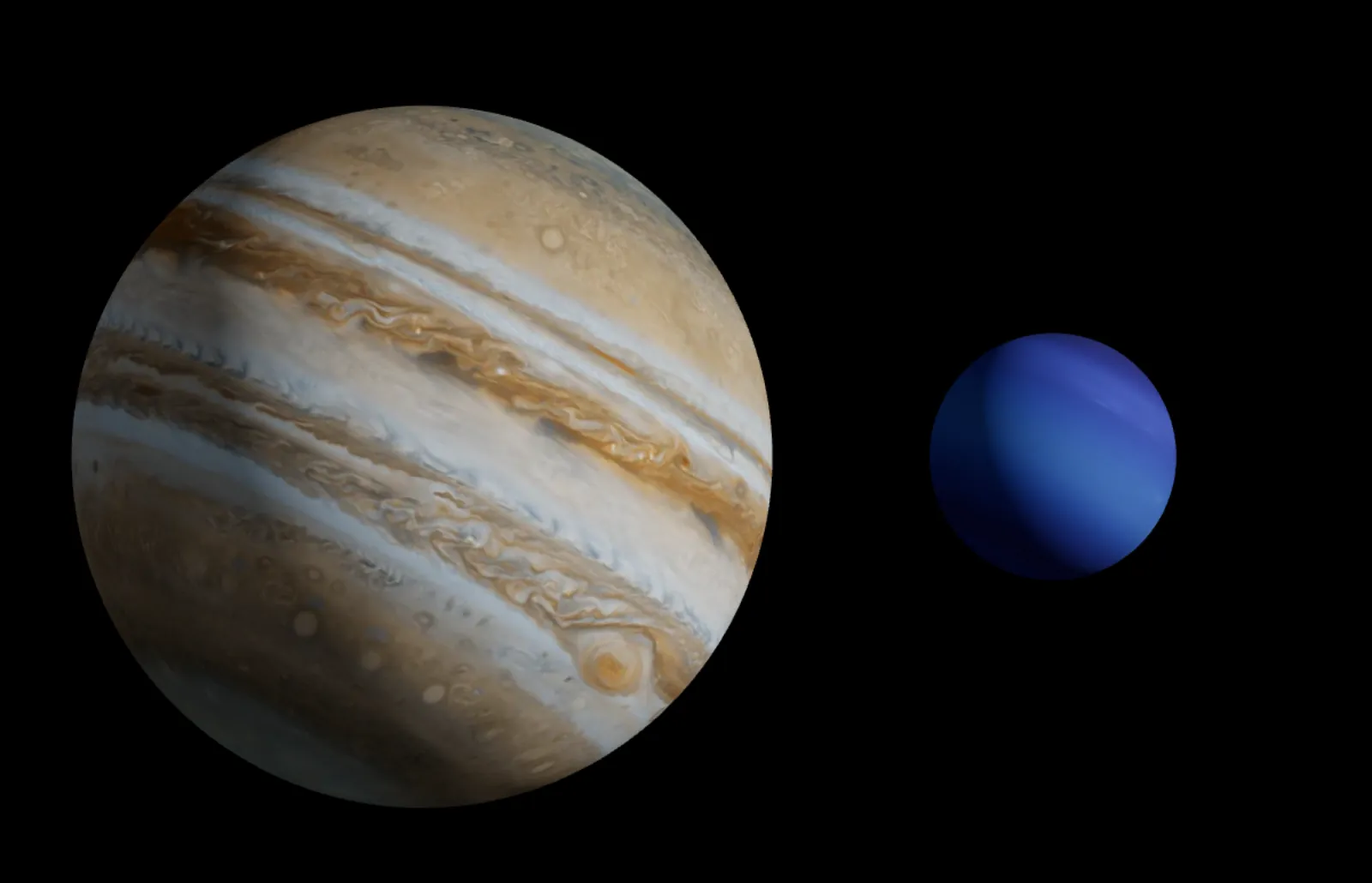 Jupiter and Neptune Size Comparison
