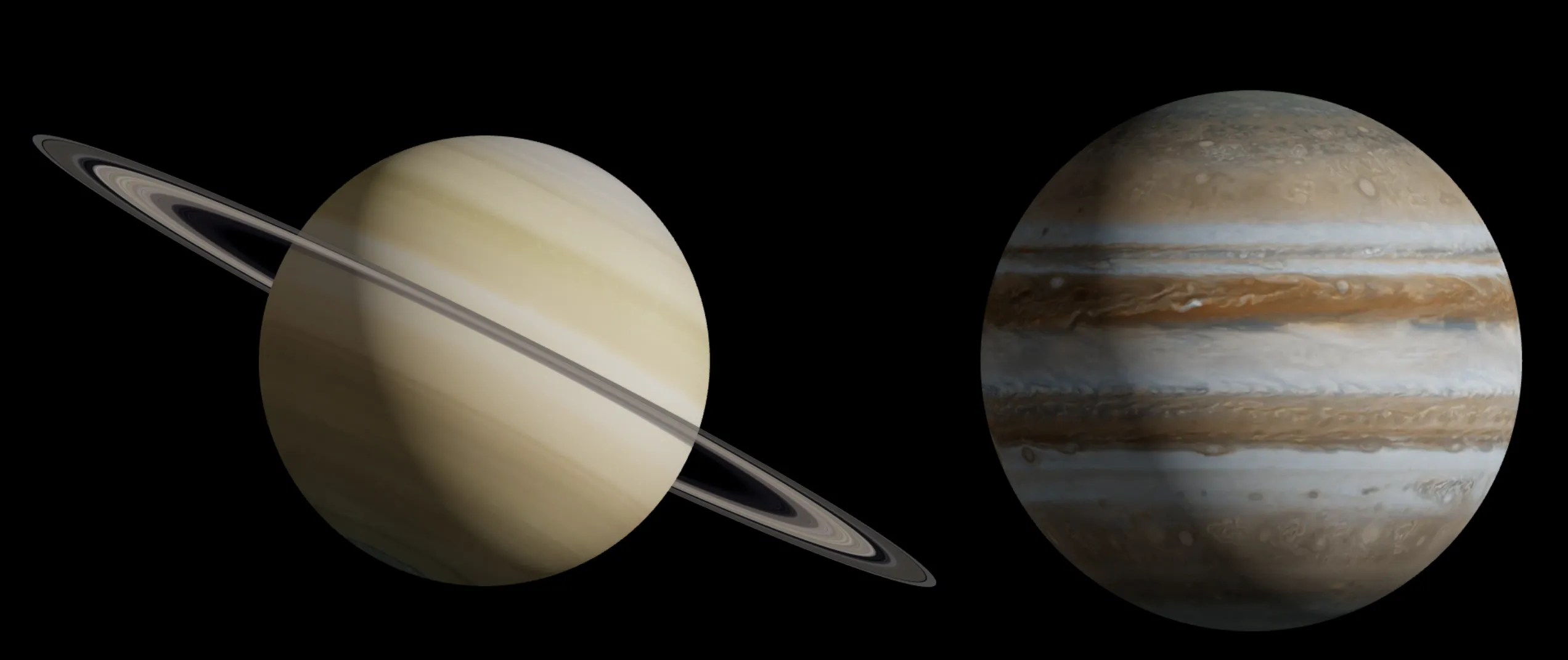 Jupiter and Saturn Size Comparison