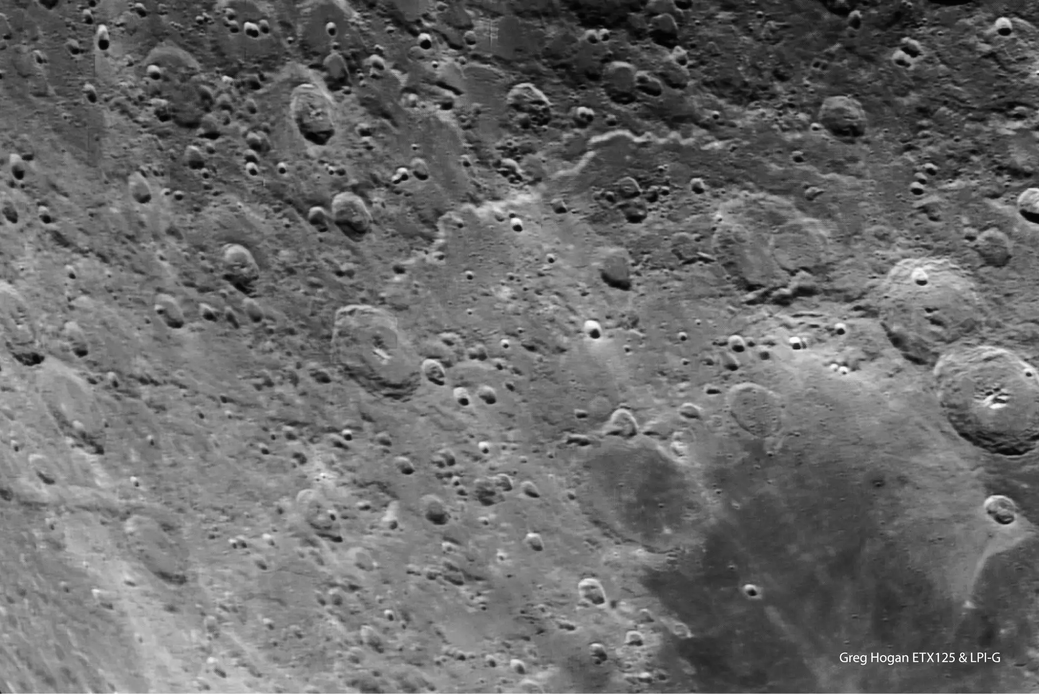 Lunar surface captured through the Meade ETX 125.