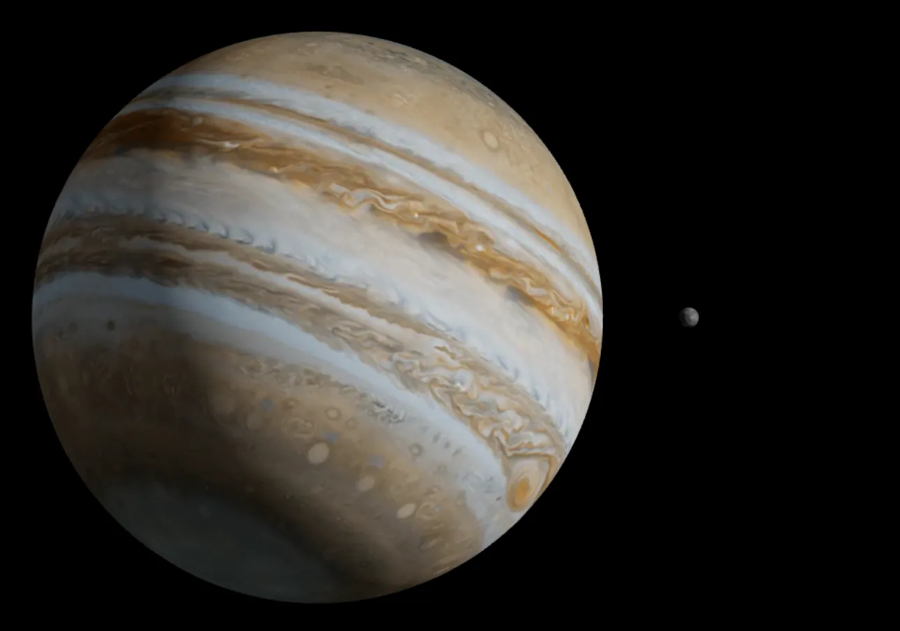Mercury and Jupiter Size Comparison